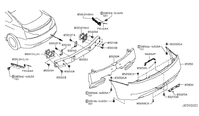 2008 Infiniti G37 Coupe Rear Bumper Diagram