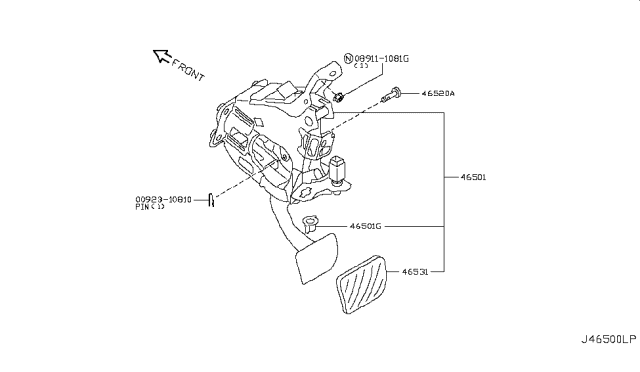 2011 Infiniti G37 Coupe Brake & Clutch Pedal Diagram 2