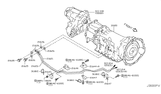 2009 Infiniti G37 Transmission Assembly - Automatic Diagram for 310C0-1XJ5A