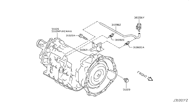 2011 Infiniti G37 Coupe Auto Transmission,Transaxle & Fitting Diagram 1