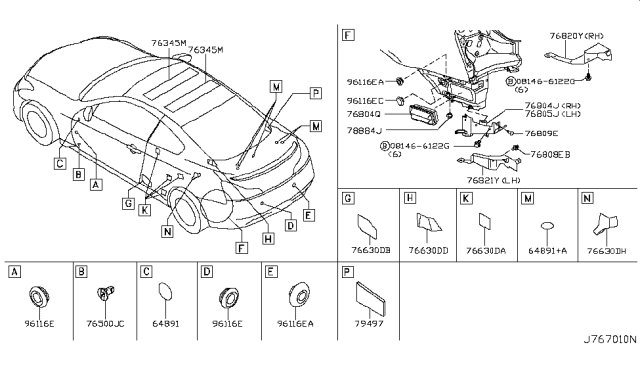 2009 Infiniti G37 Body Side Fitting Diagram 6