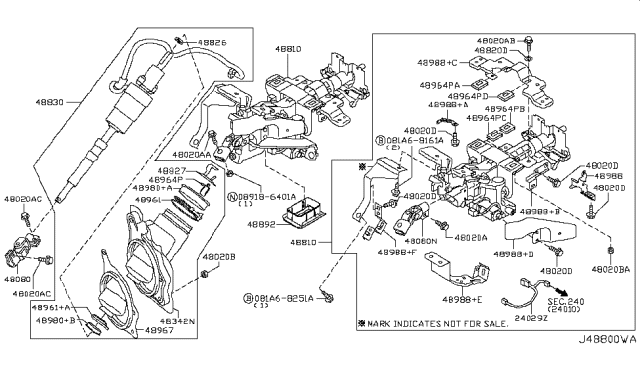 2013 Infiniti G37 Joint Assy-Steering Column,Upper Diagram for 48070-1AA0A