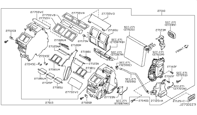 2008 Infiniti G37 Door Assembly-Vent No 1 Diagram for 27181-JK61A