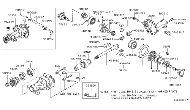 2009 Infiniti G37 Final Drive Assembly Diagram for 38301-EH56A