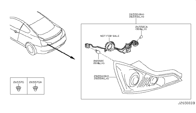 2010 Infiniti G37 Lamp Assembly-Rear Combination LH Diagram for 26555-JL00B