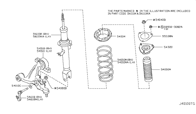 2010 Infiniti G37 Front Spring Diagram for 54010-1ND5A