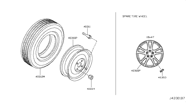 2012 Infiniti M56 Road Wheel & Tire Diagram 7