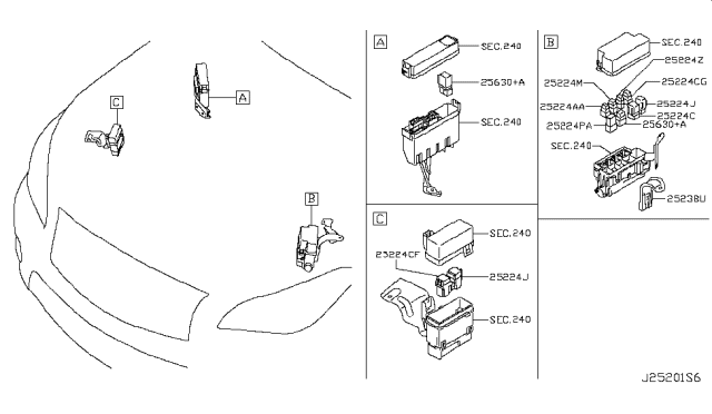 2019 Infiniti Q70 Bracket-Relay Diagram for 24389-1ME0A