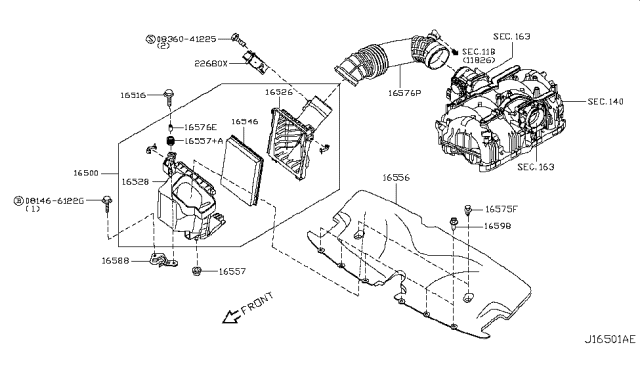 2018 Infiniti Q70 Gas Air Cleaner Diagram 3