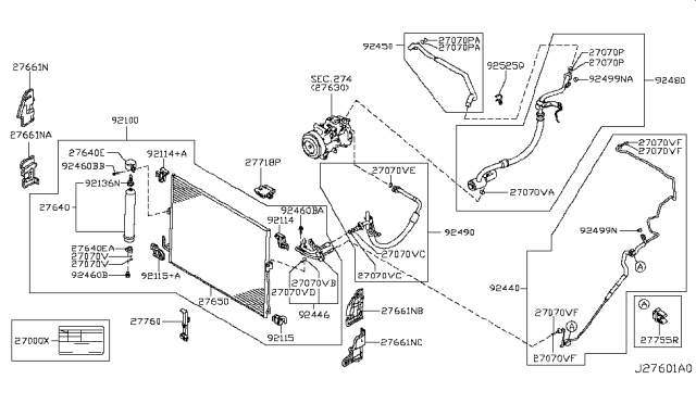 2012 Infiniti M37 or M56 Condenser,Liquid Tank & Piping Diagram