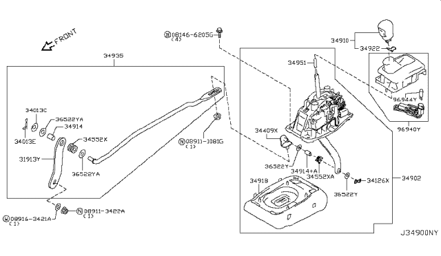 2012 Infiniti M37 Auto Transmission Control Device Diagram 4