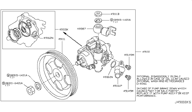 2011 Infiniti M37 Power Steering Pump Diagram 1