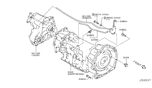 2012 Infiniti M37 Auto Transmission,Transaxle & Fitting Diagram 5