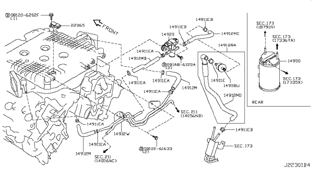 2018 Infiniti Q70L Engine Control Vacuum Piping Diagram 2