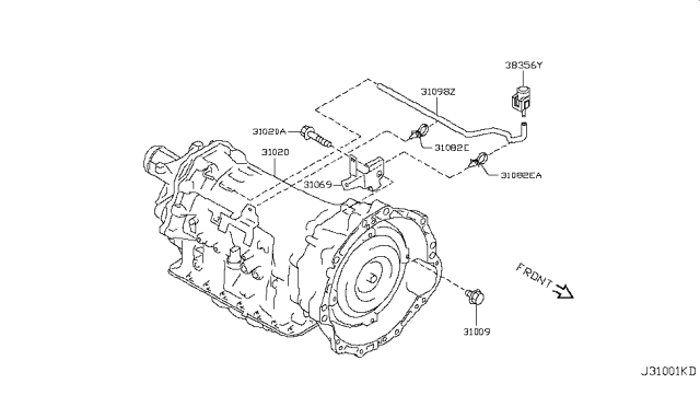 2011 Infiniti M56 Auto Transmission,Transaxle & Fitting Diagram 3