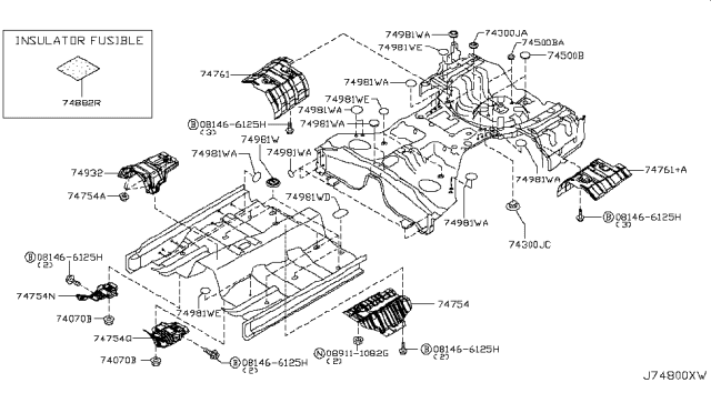 2015 Infiniti Q70 Floor Fitting Diagram 8