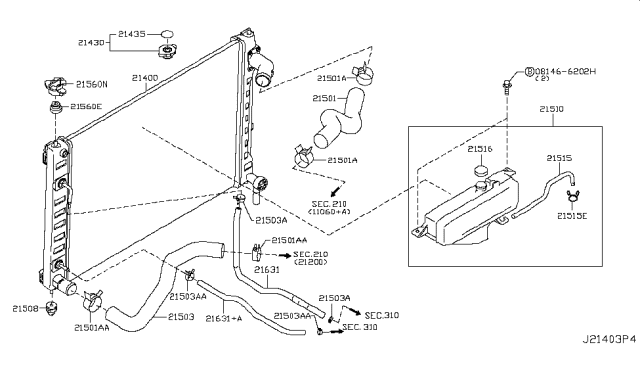 2016 Infiniti Q70L Radiator,Shroud & Inverter Cooling Diagram 2