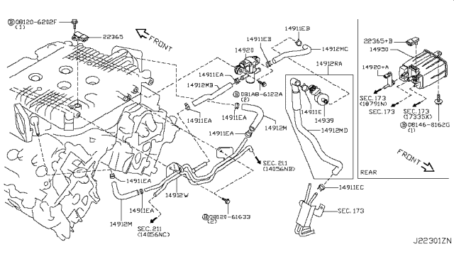 2018 Infiniti Q70L Engine Control Vacuum Piping Diagram 4