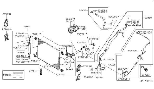 2017 Infiniti Q70 Gas Condenser,Liquid Tank & Piping Diagram 2