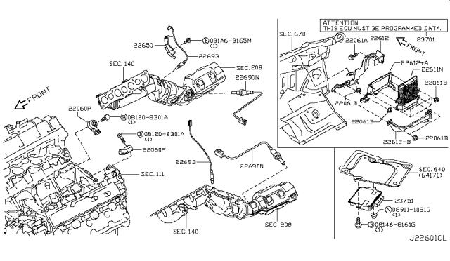 2013 Infiniti M56 Vel Control Module Assembly Diagram for 23751-JK00B