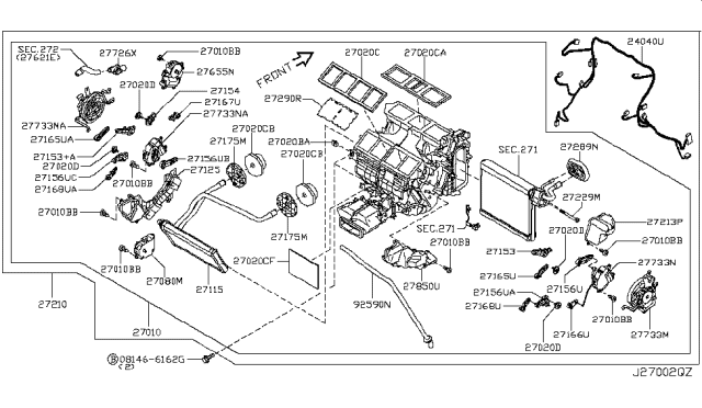 2019 Infiniti Q70L Heater & Blower Unit Diagram 2