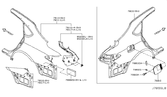 2016 Infiniti Q70 Rear Fender & Fitting Diagram 2