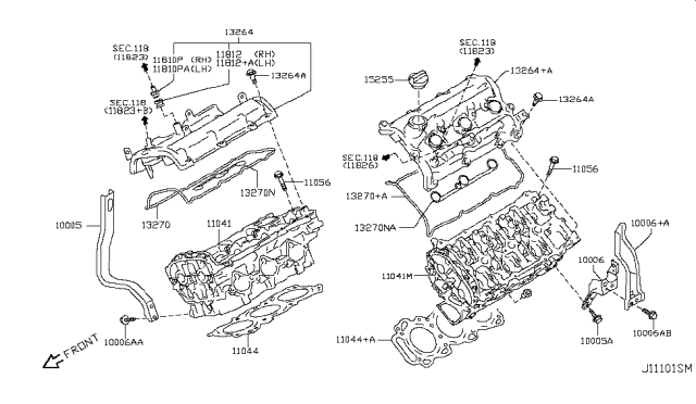 2015 Infiniti Q70L Cylinder Head & Rocker Cover Diagram 3