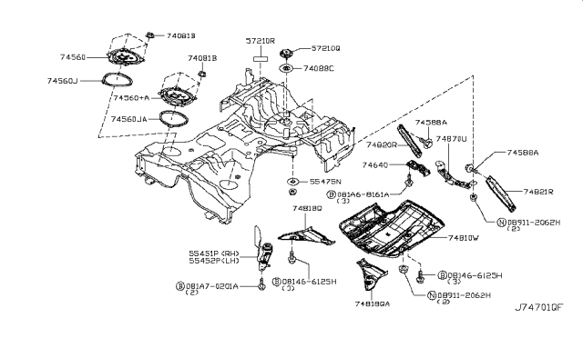 2018 Infiniti Q70 Floor Fitting Diagram 3