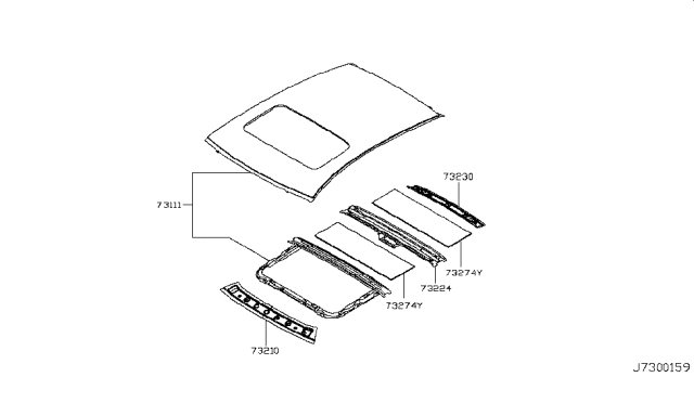 2019 Infiniti Q70L Roof Panel & Fitting Diagram 1