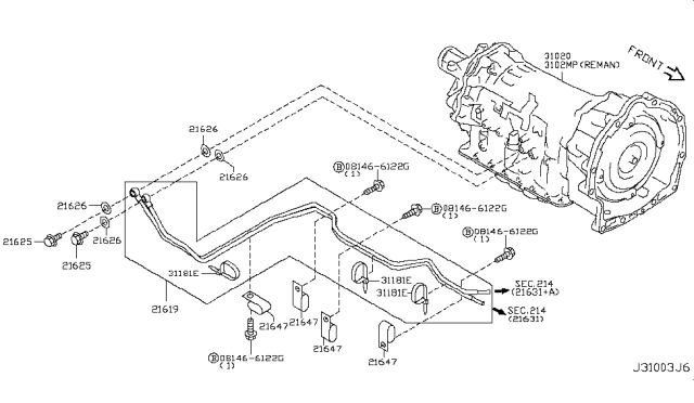 2019 Infiniti Q70 Gas Auto Transmission,Transaxle & Fitting Diagram 5