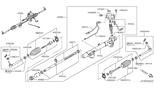 2014 Infiniti Q70 Power Steering Gear Diagram 1