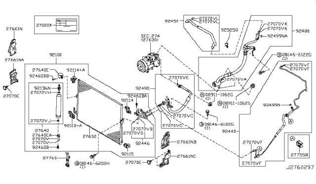 2017 Infiniti Q70 Condenser,Liquid Tank & Piping Diagram 5