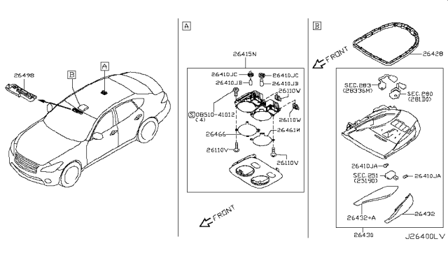 2014 Infiniti Q70 Lamp Assembly-Map Diagram for 26430-1PP1A