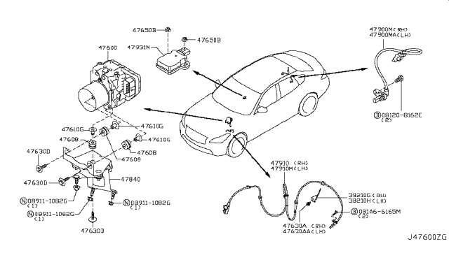 2016 Infiniti Q70L Anti Skid Control Diagram