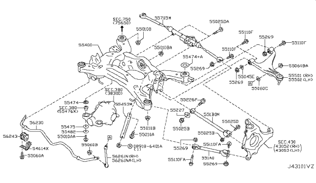 2012 Infiniti M37 Bolt Diagram for 54459-1MT0A