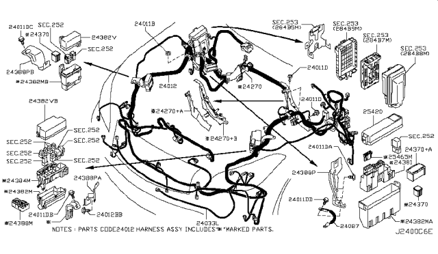 2017 Infiniti Q70L Cover-Relay Box Diagram for 24372-1MA0A