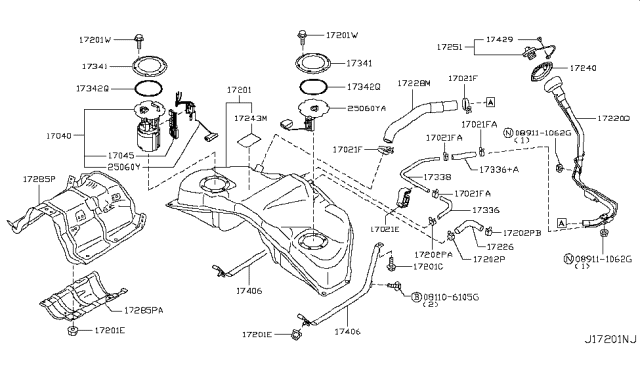 2018 Infiniti Q70 Gas Fuel Tank Diagram 1