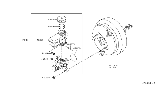 2019 Infiniti Q70L Brake Master Cylinder Diagram