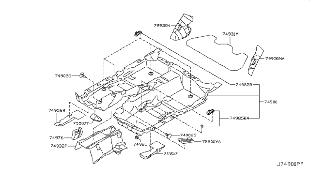 2012 Infiniti M37 Floor Trimming Diagram 4