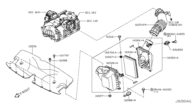 2018 Infiniti Q70 Gas Air Cleaner Diagram 1