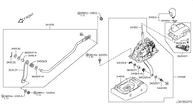 2014 Infiniti Q70 Gas Auto Transmission Control Device Diagram 1