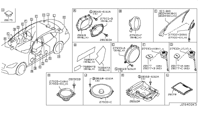 2014 Infiniti Q70 Gas Speaker Diagram 1