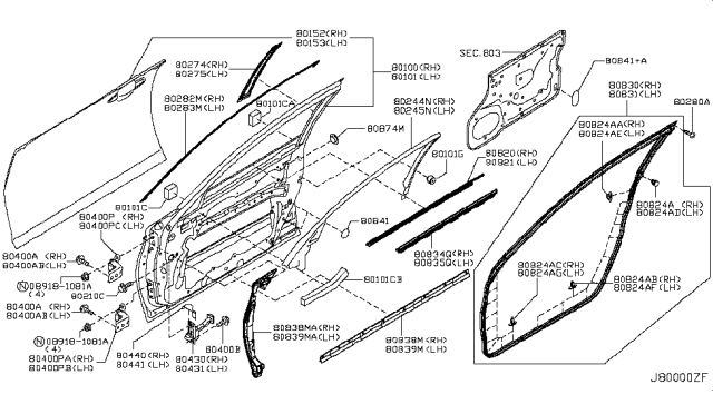 2016 Infiniti Q70L Front Door Panel & Fitting Diagram 2