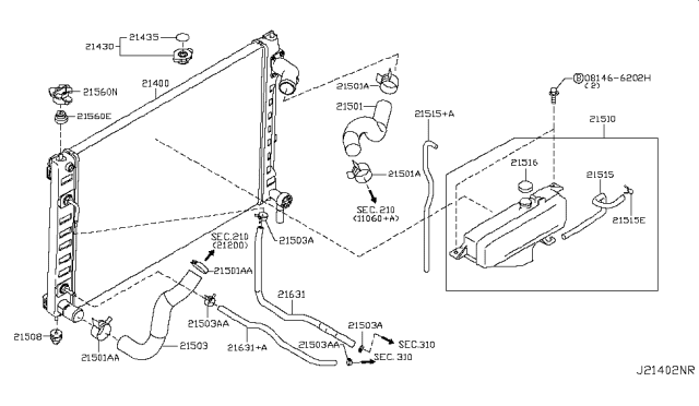 2013 Infiniti M37 Radiator,Shroud & Inverter Cooling Diagram 1