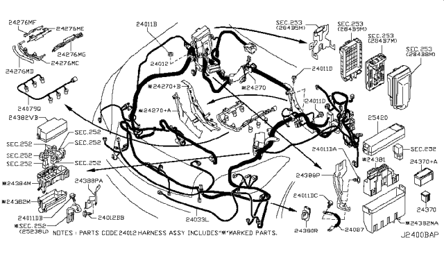 2019 Infiniti Q70L Cable-Earth Diagram for 28360-1ME0A