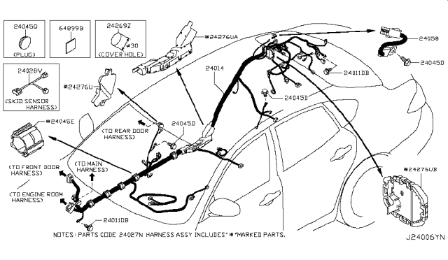 2011 Infiniti M37 Protector-Harness Diagram for 24272-1ME0A
