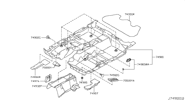 2015 Infiniti Q70 Floor Trimming Diagram 4