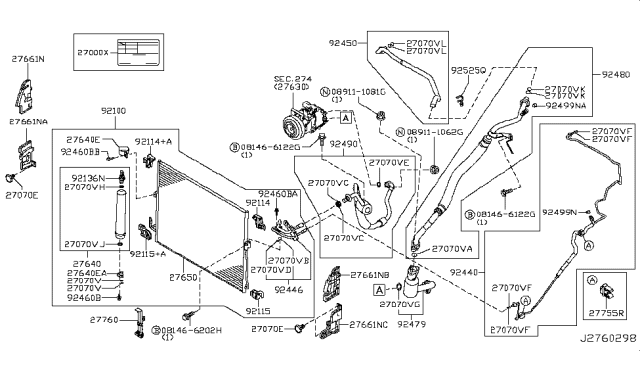 2017 Infiniti Q70 Condenser,Liquid Tank & Piping Diagram 3