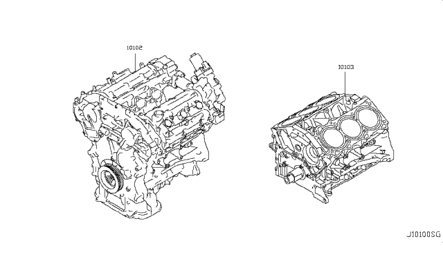 2015 Infiniti Q70L Bare & Short Engine Diagram 2