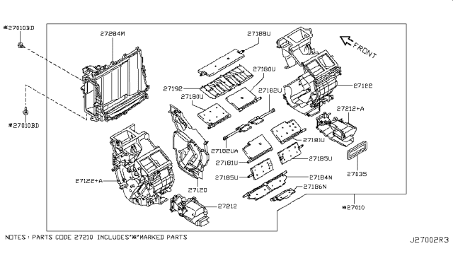 2018 Infiniti Q70 Heater & Blower Unit Diagram 4